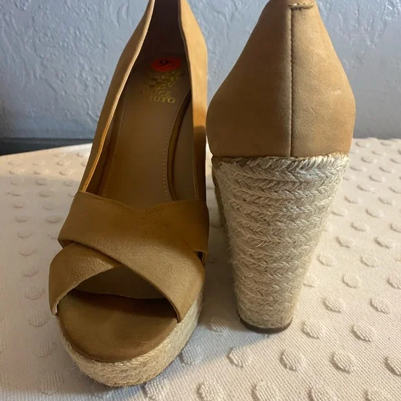 VINCE CAMUTO Womens Taryn Nubuck Jute Peeptoe Wedge - Picture 5 of 16